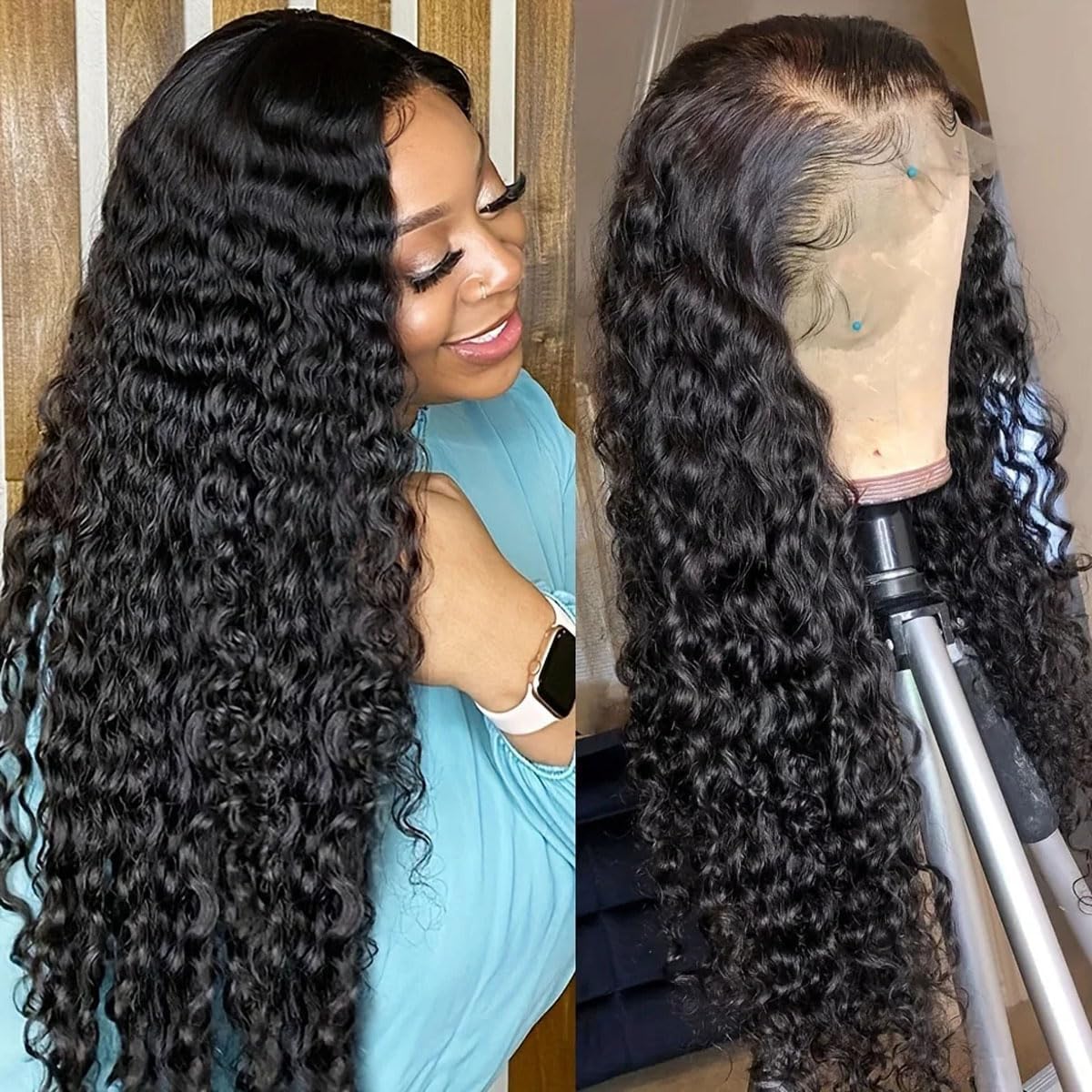 Durya wig 20in deep wave with baby hairs for natural hairline realism.