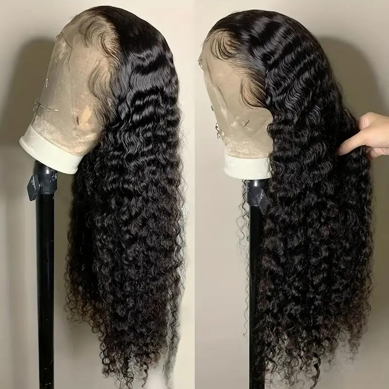 Durya 20in deep wave lace front wig back view highlights full thickness.