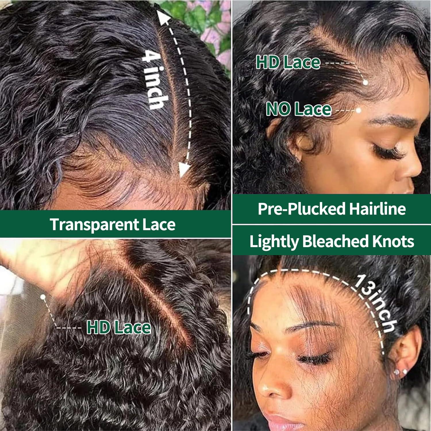 Durya 20in HD lace close-up emphasizes seamless blend with scalp.