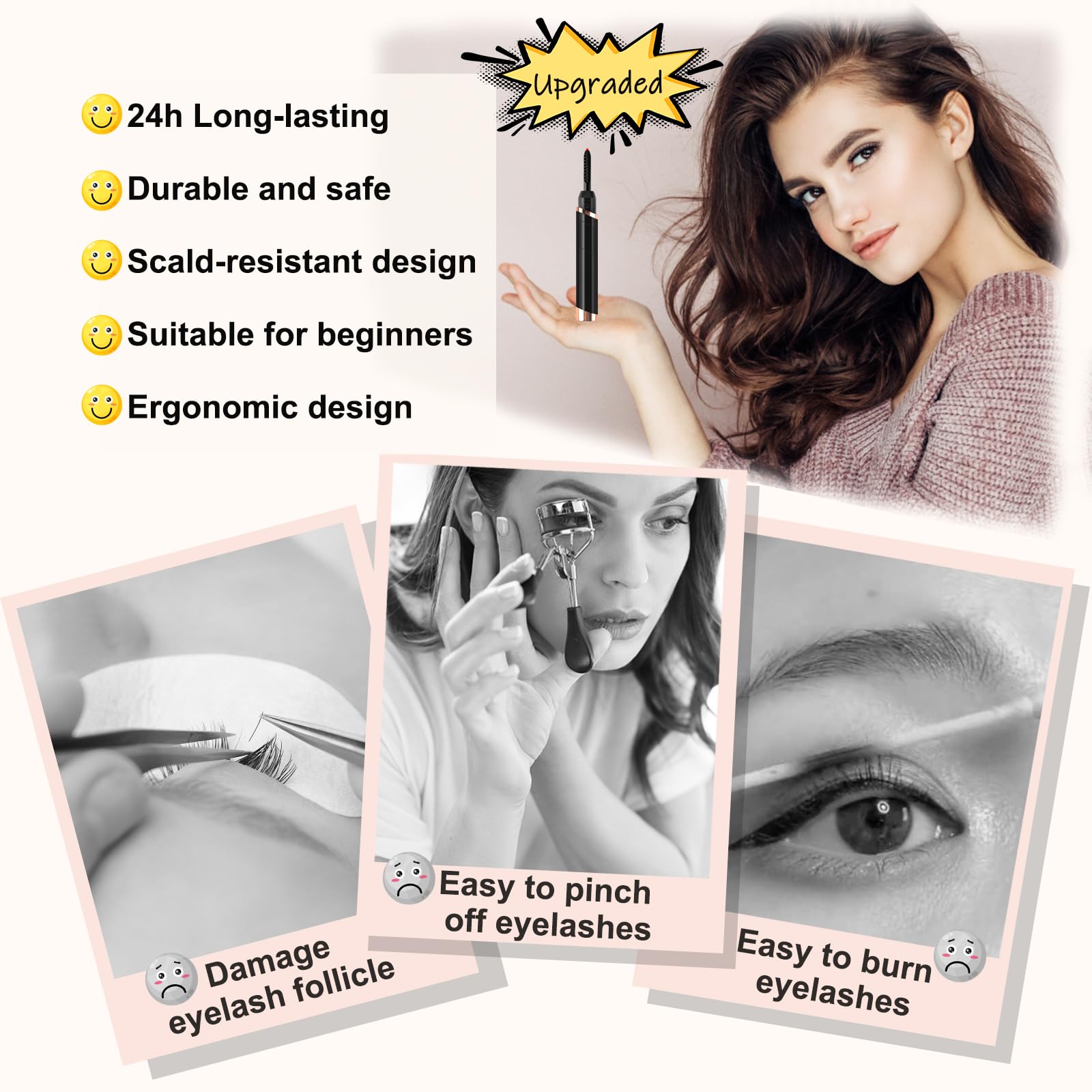 Dust2Oasis eyelash curler with three-temperature settings for tailored curl.