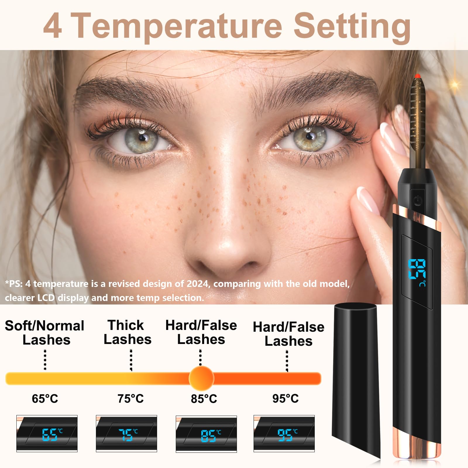 Dust2Oasis lash curler shows fast 10-second heat for efficient application.
