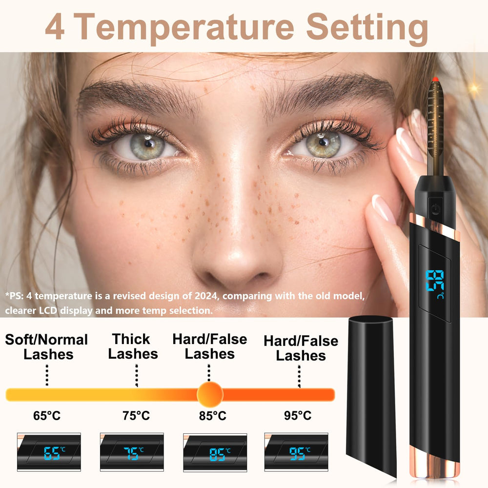 Dust2Oasis lash curler shows fast 10-second heat for efficient application.