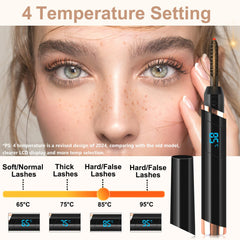 Dust2Oasis lash curler shows fast 10-second heat for efficient application.