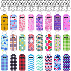 Duufin 24-piece chapstick holder keychains set with colorful patterns for quick balm access.