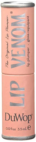 DuWop Lip Venom application close-up shows glossy plump look.