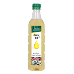 Dwaraka Organic Cold-Pressed Castor Oil bottle for versatile beauty and wellness use.