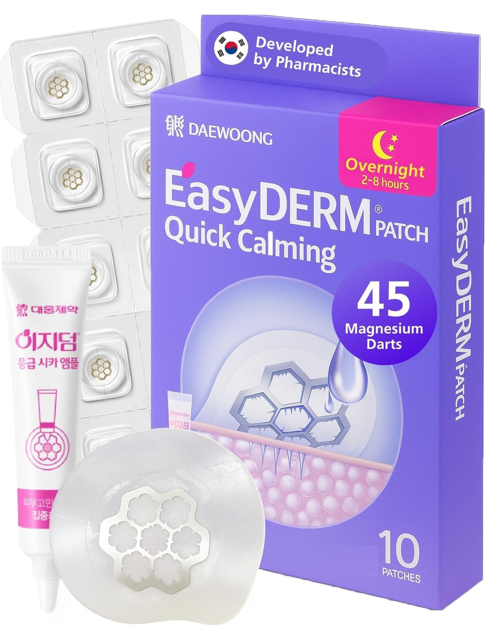 DWEasyDerm Quick Calming Patches packshot showing discreet blemish care for fast calming coverage.