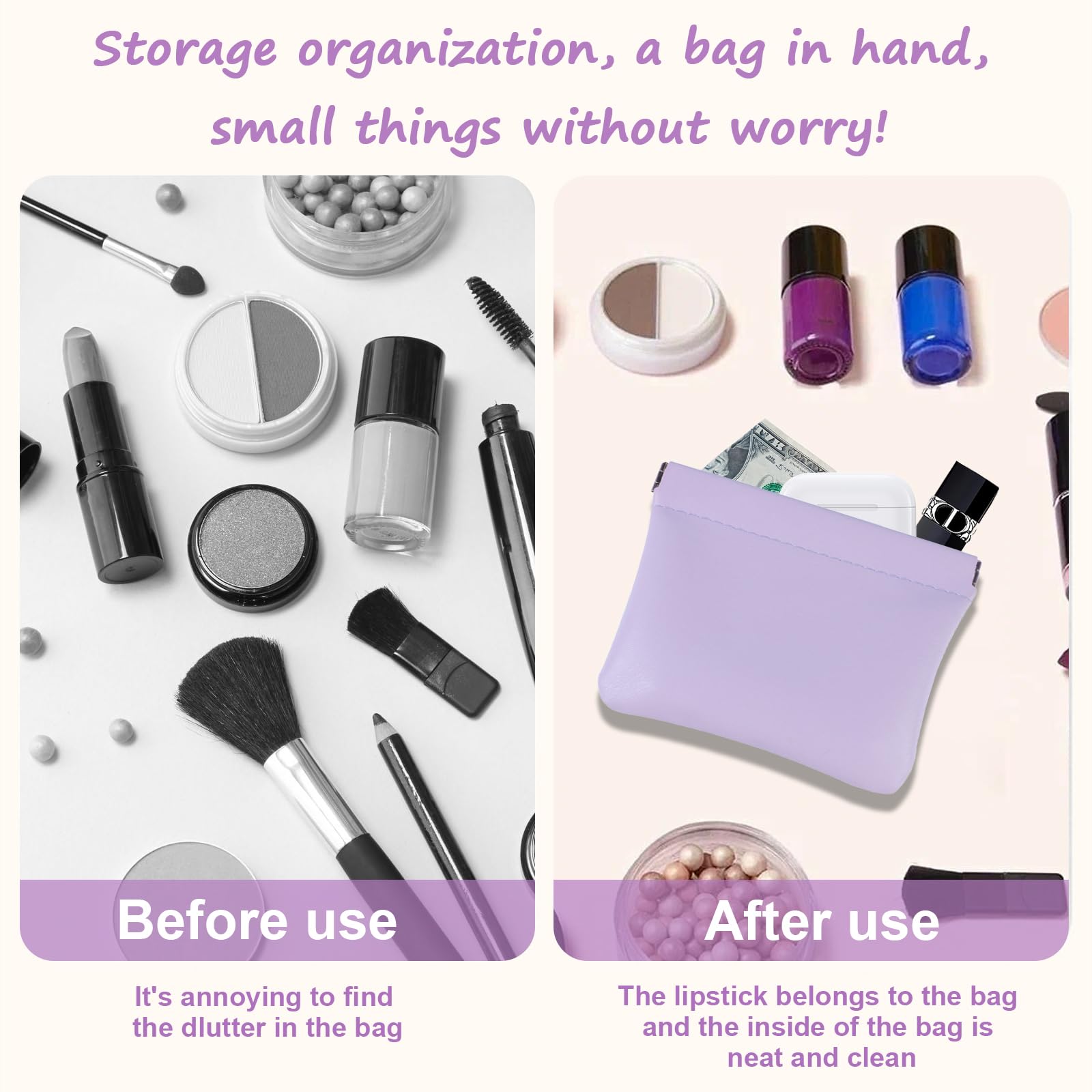 DXMWWTP bag keeps lipstick, earphones, and small essentials neatly organized.