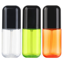 Dymoece travel spray bottle three-pack front view, compact and portable for on-the-go skincare.