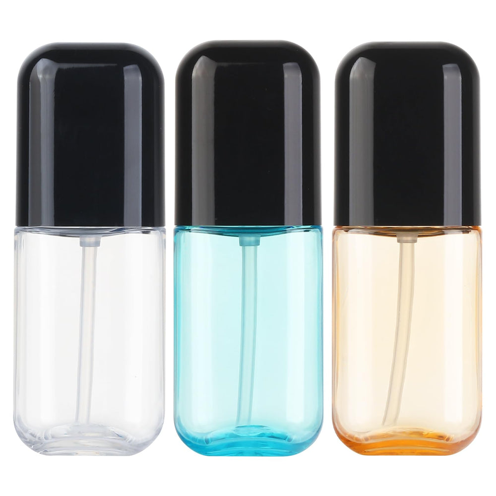 Dymoece travel spray bottle 3-pack cap closeup shows leakproof design for travel
