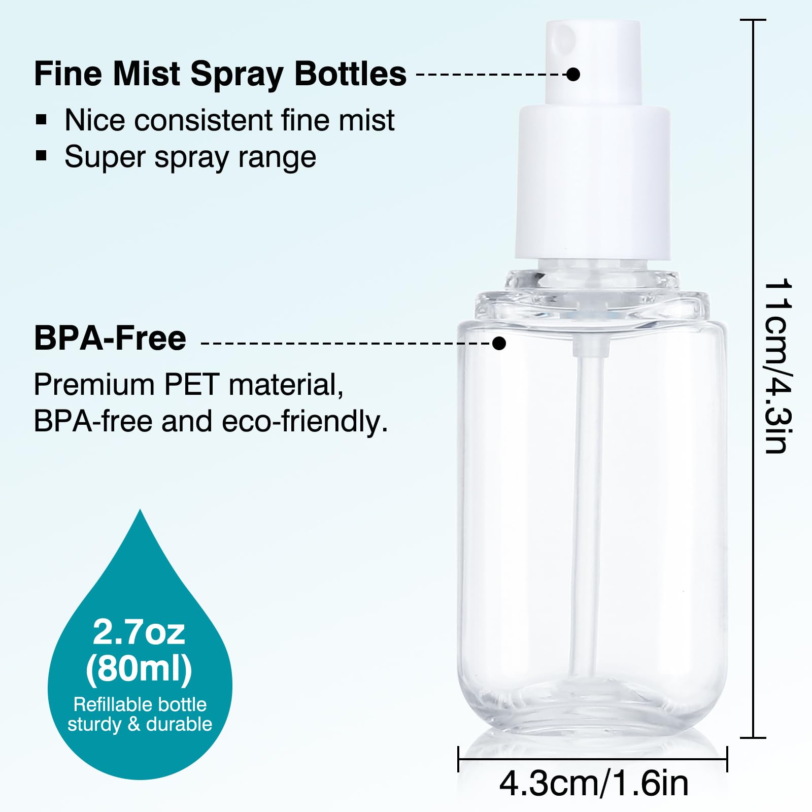 Dymoece travel spray bottle in hand illustrates compact size for on-the-go use