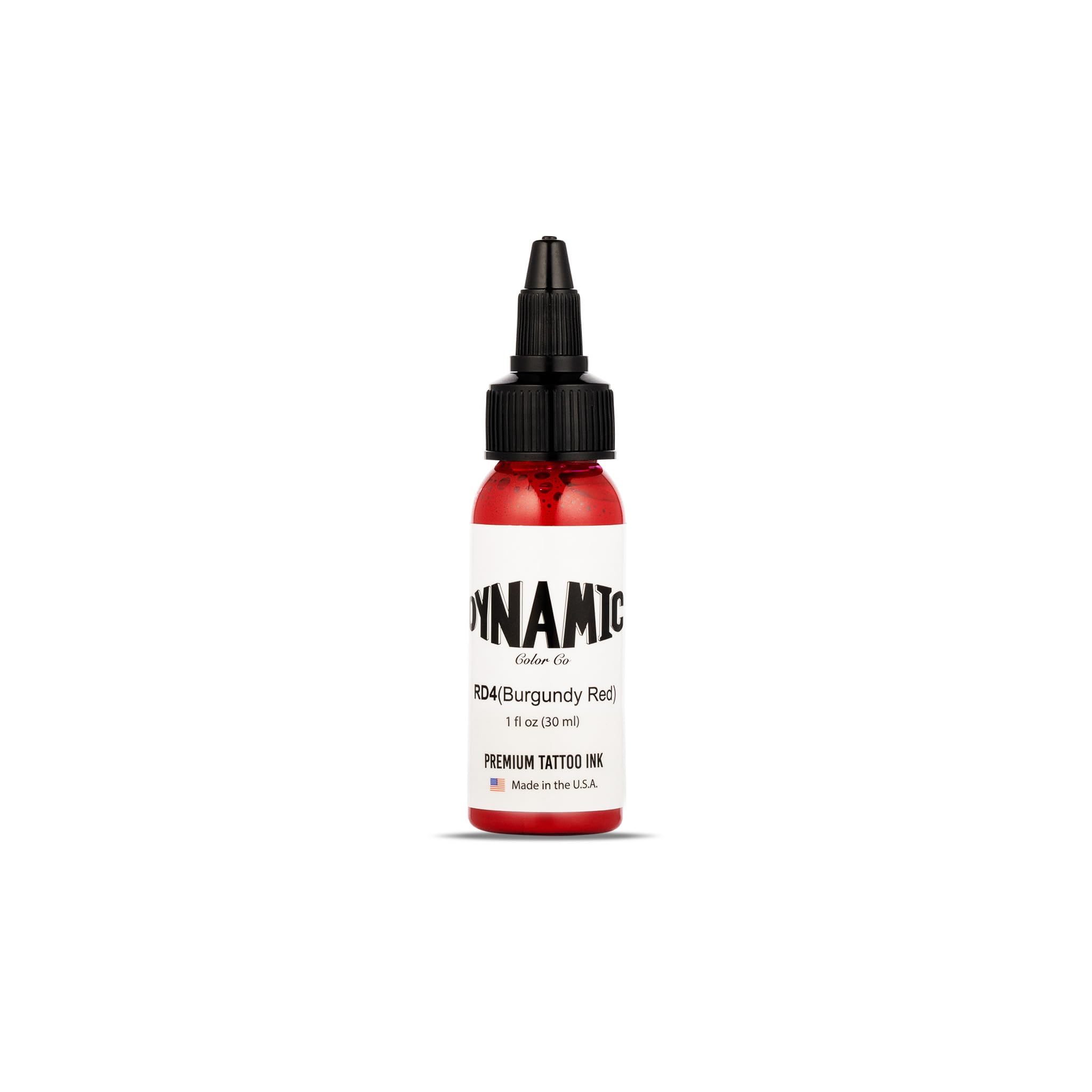 Dynamic Color Burgundy Red Tattoo Ink bottle showcases vivid pigment for bold lines.