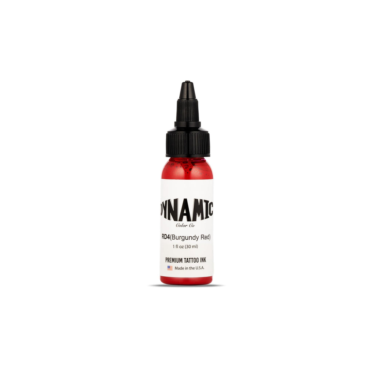 Dynamic Color Burgundy Red Tattoo Ink bottle showcases vivid pigment for bold lines.