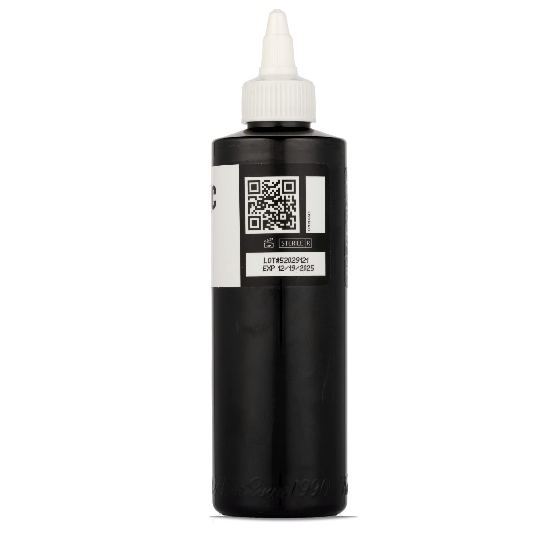 Dynamic Color Co black ink label detail shows branding and anti-counterfeit coating