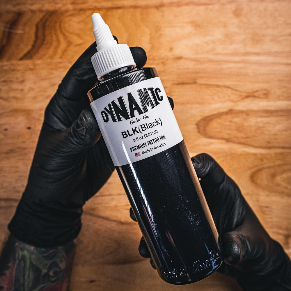 Dynamic Color Co black ink in studio setup ideal for bold, long-lasting outlines