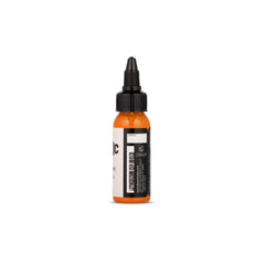 Dynamic Color Co vivid orange tattoo ink swirl highlights long-lasting color for bright shading.
