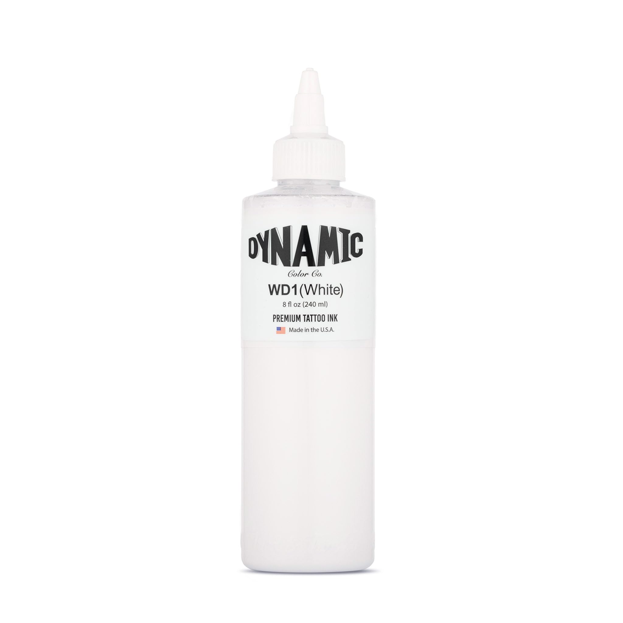 Dynamic Color Co White Tattoo Ink bottle front shows premium packaging for professional tattoo artists