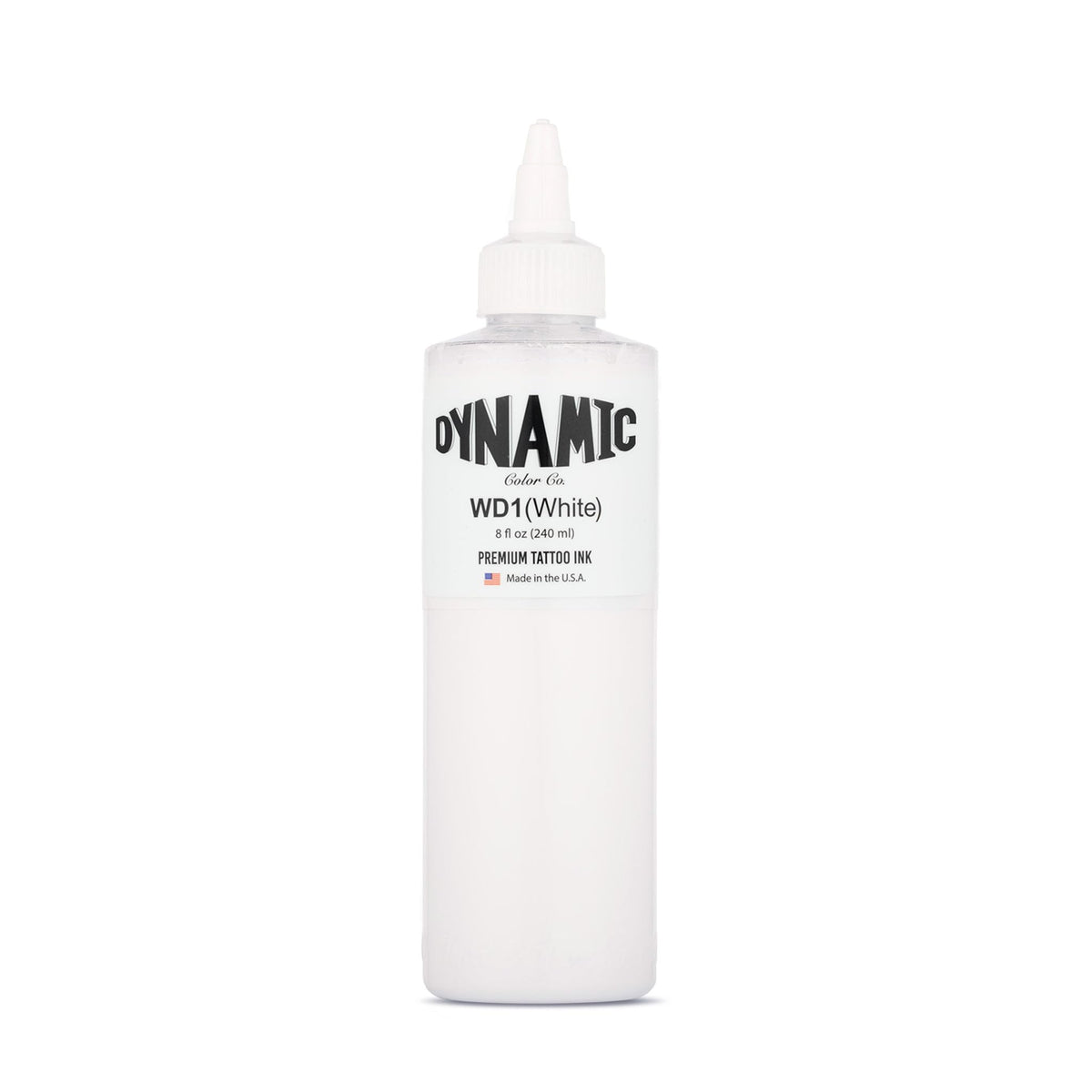 Dynamic Color Co White Tattoo Ink bottle front shows premium packaging for professional tattoo artists