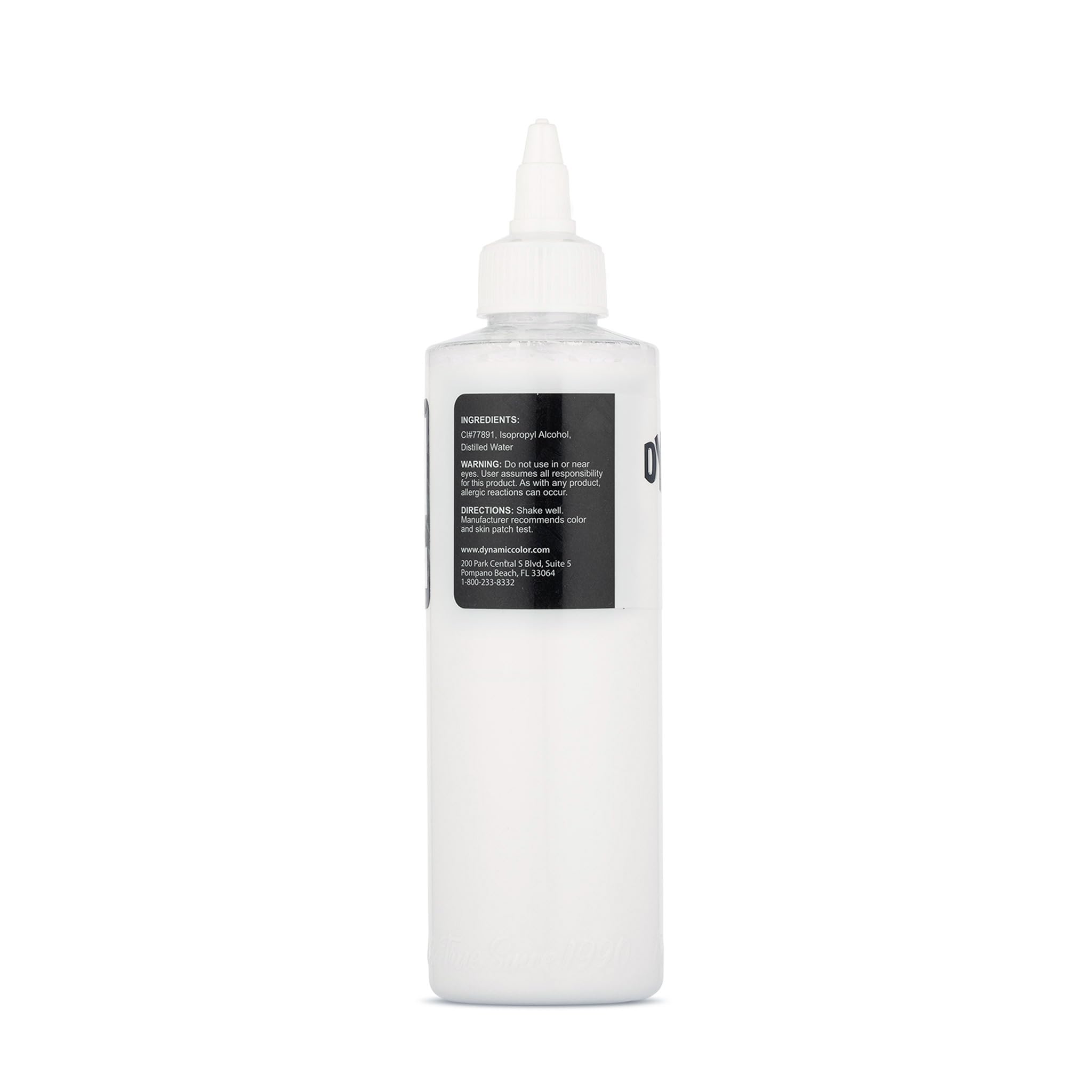 Dynamic Color Co White Tattoo Ink bottle demonstrates USA-made production for reliable professional quality