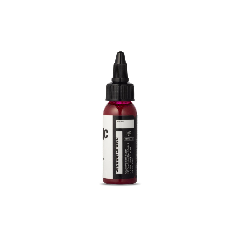 Dynamic Color Co wine red ink bottle label closeup with anti-counterfeit seal.