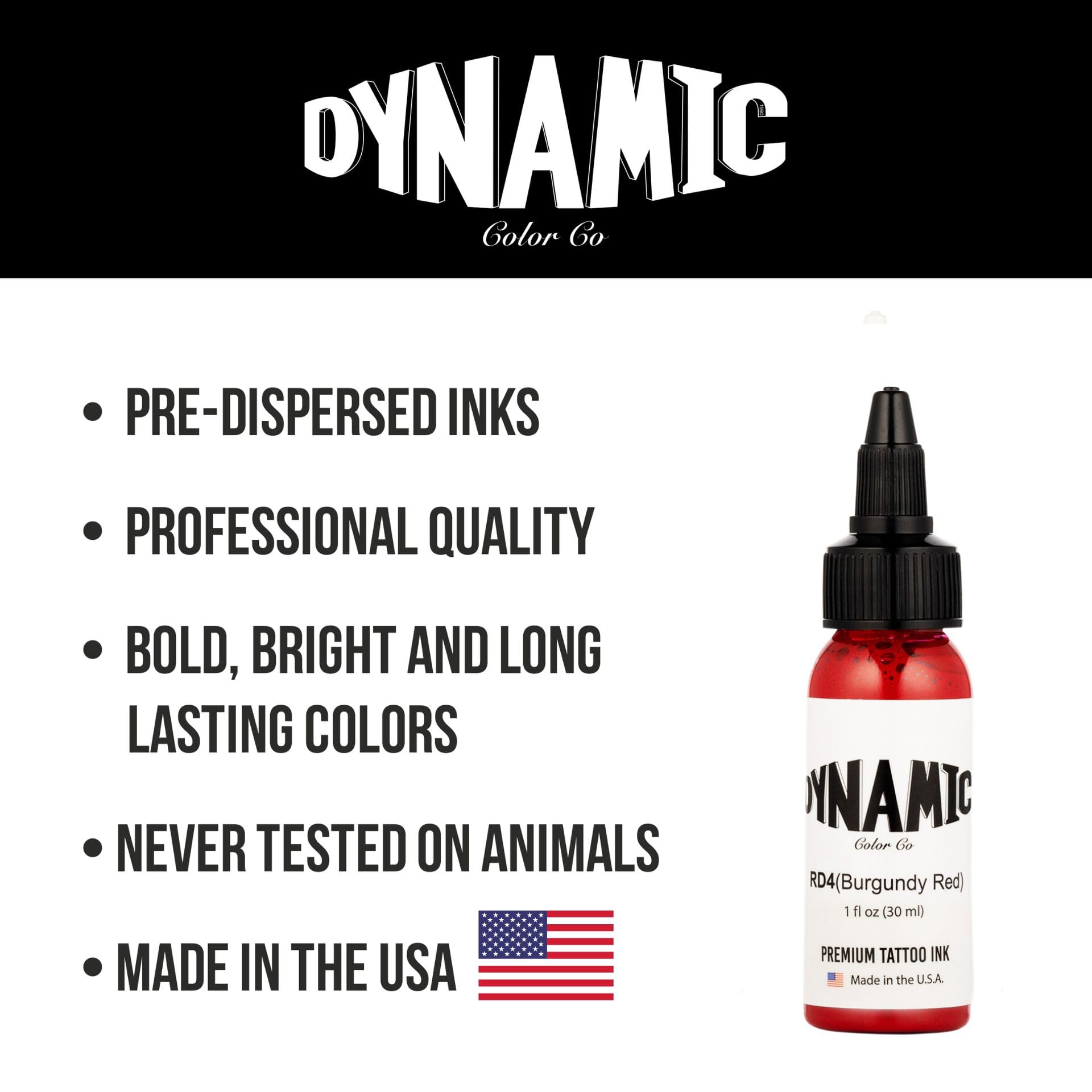 Dynamic Color Made-in-USA stamp on packaging reinforces time-tested quality.