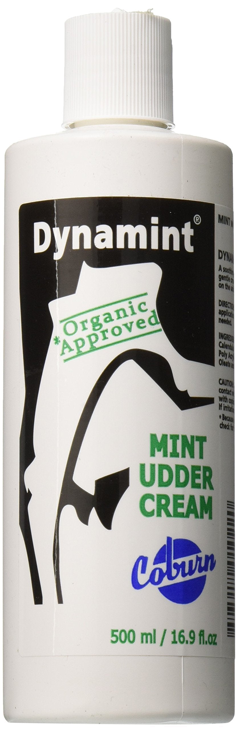 Dynamint Udder Cream bottle close-up showing non-greasy formula for quick skin relief