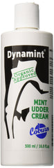 Dynamint Udder Cream bottle close-up showing non-greasy formula for quick skin relief