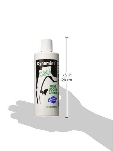 Dynamint Udder Cream packaging and 500ml bottle on display for everyday skin care