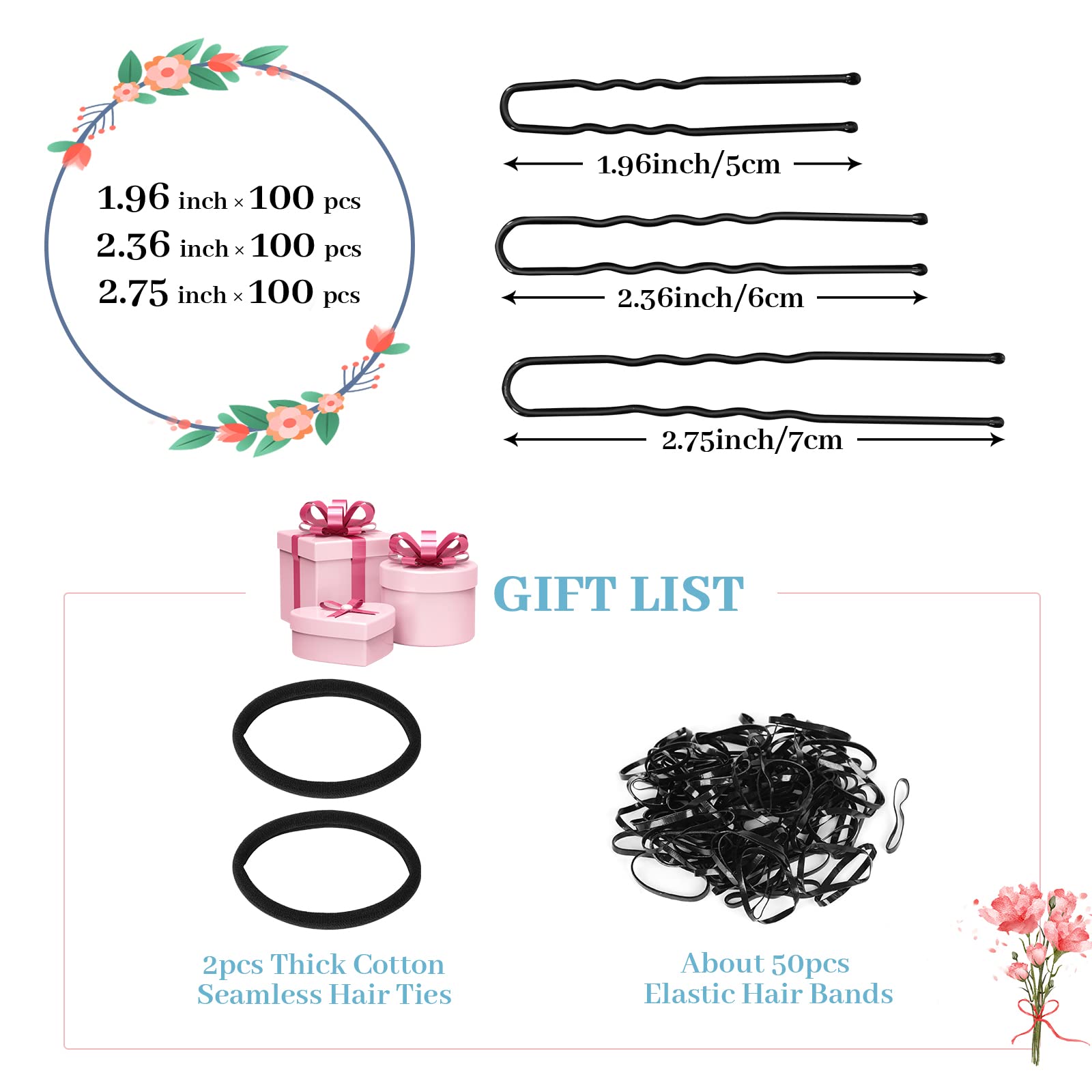 DySaLic U-shaped hair pins 2.4in versatile for short or long hair styling.