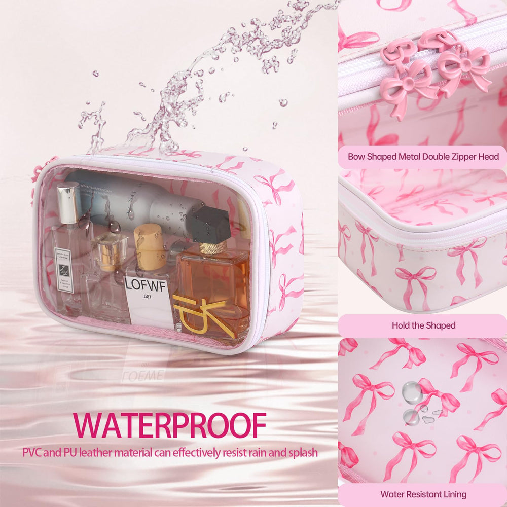 DYSHAYEN clear makeup bag — water-resistant PU and PVC protect contents