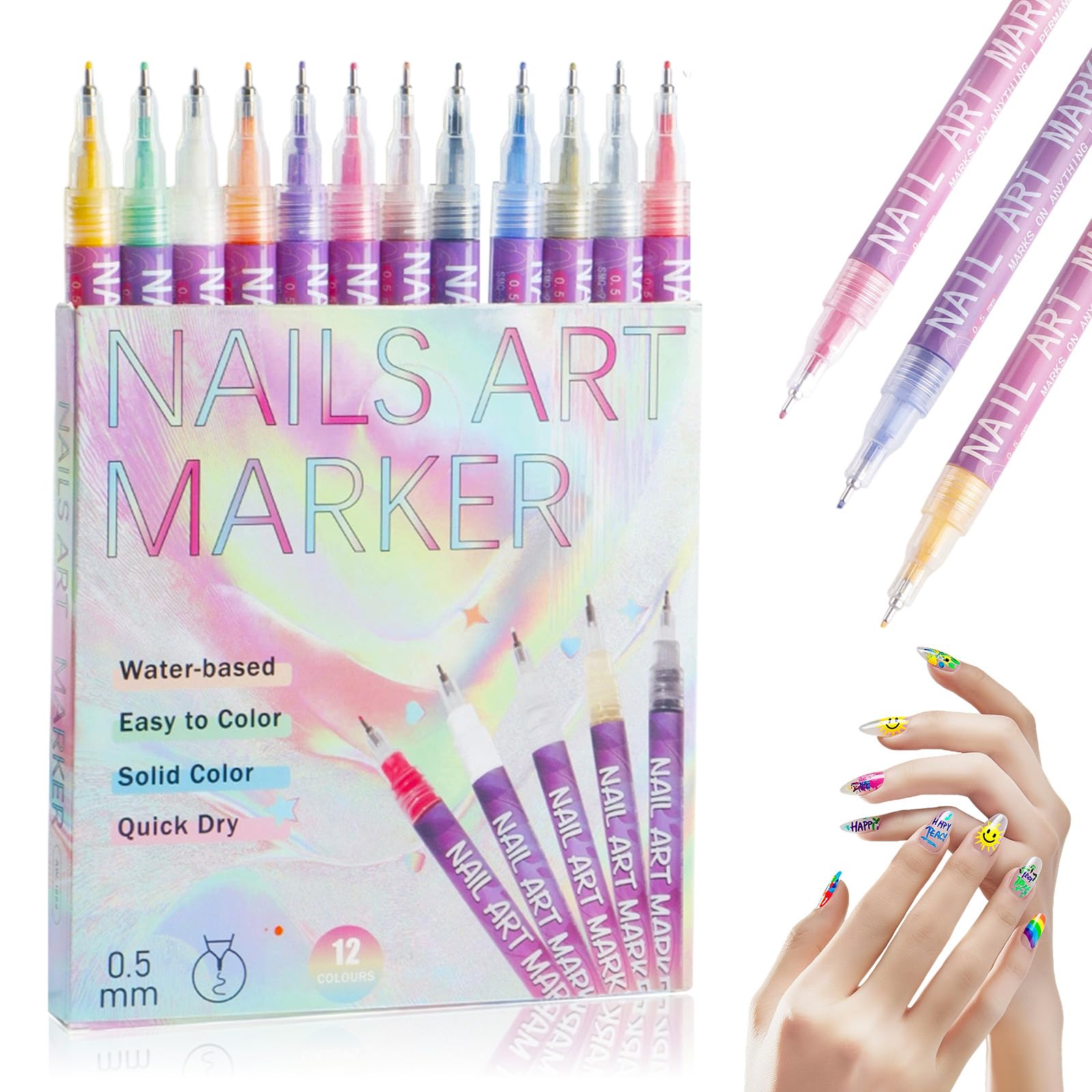 DZCKTFYGRT nail art pens 0.5mm tip for precise floral and line work