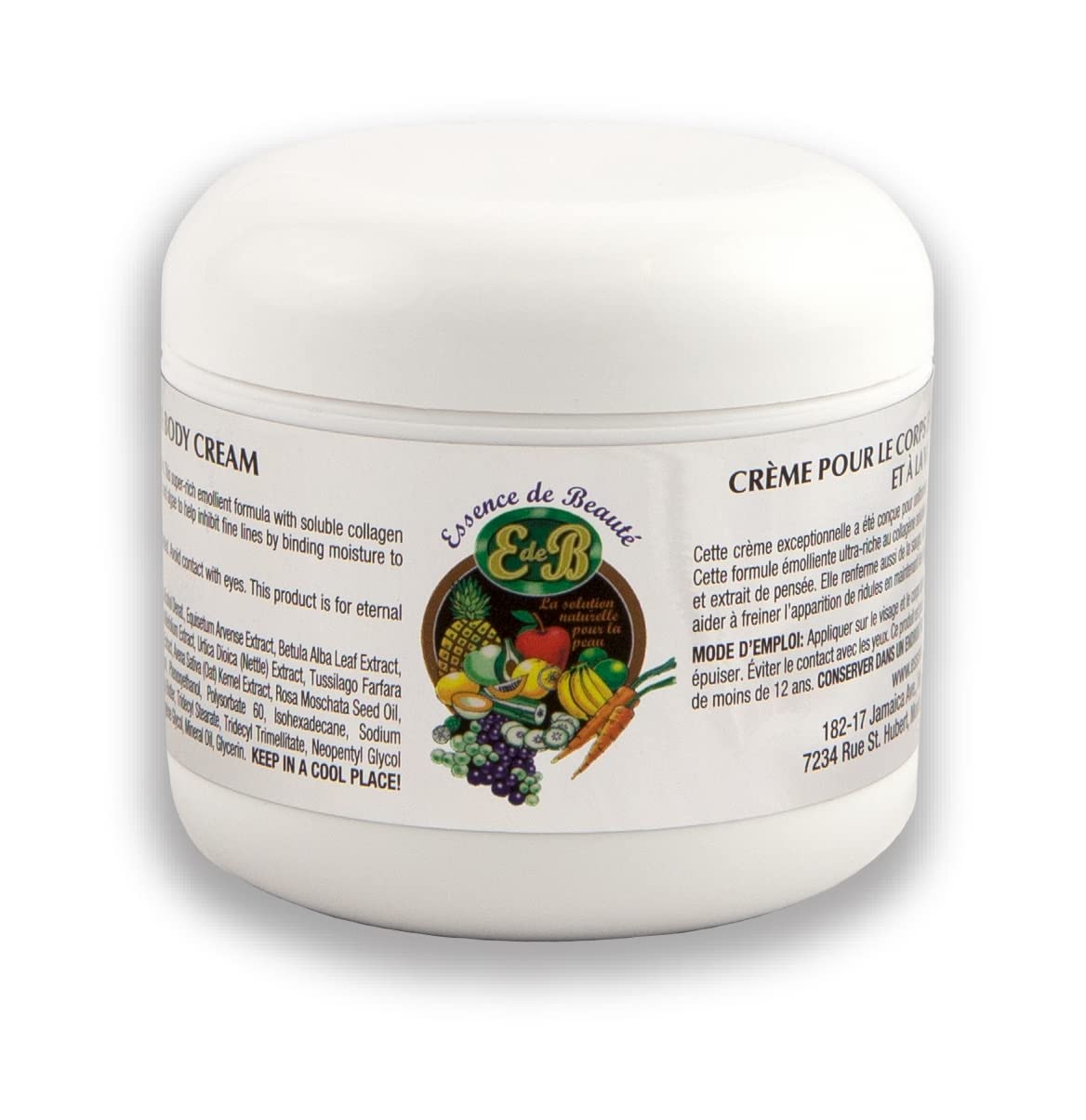 E de B Essence de Beaute Collagen Cream 8oz bottle boosts hydration and youthful glow