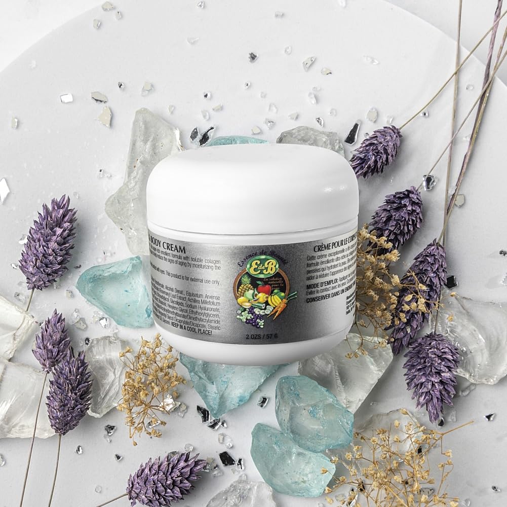 E de B Essence de Beaute cream texture swirl showcases nourishing, non-greasy skin feel.
