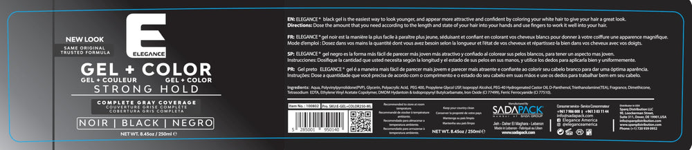 Elegance Black Gel gray coverage on hair delivering vibrant, youthful look.