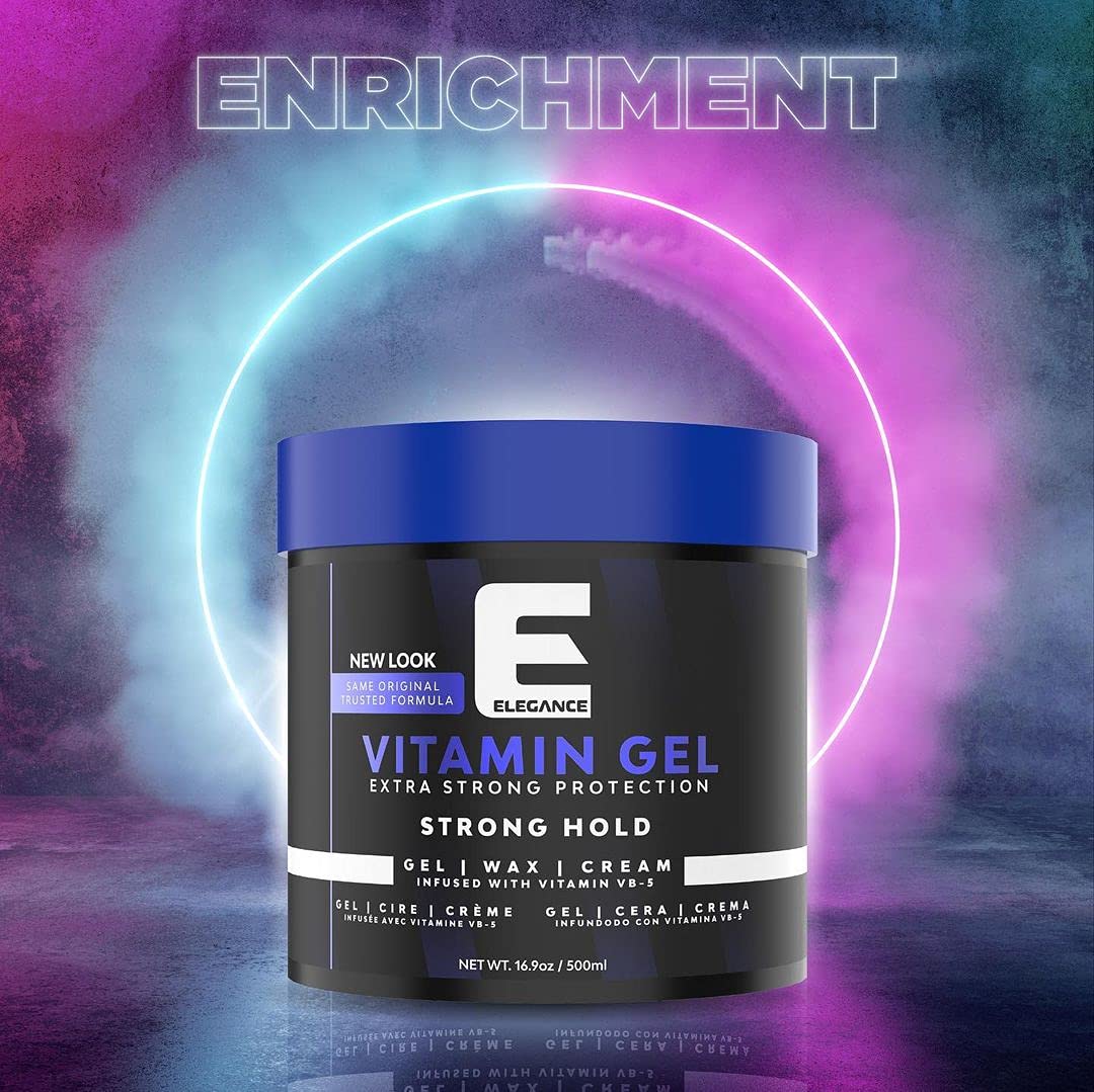 E Elegance Vitamin Gel with refreshing fragrance enhances styling experience.