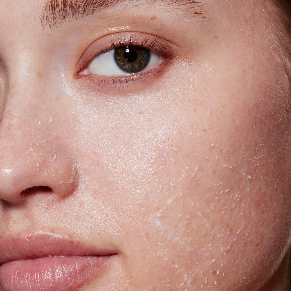 e.l.f. SKIN Gentle Peeling Exfoliant applied on damp skin for a refreshing glow.