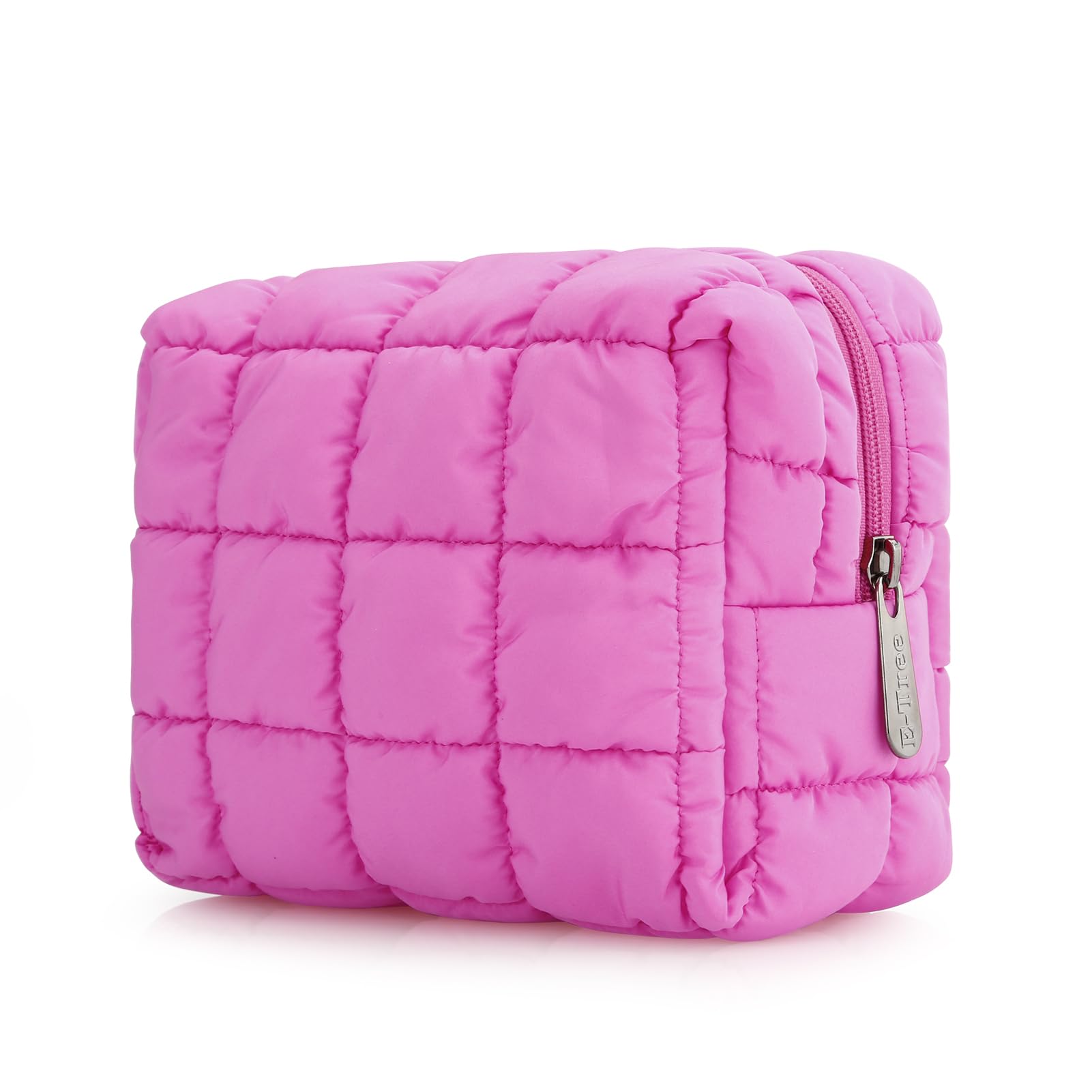 E-Tree makeup bag quilted closeup highlights premium texture for everyday use.