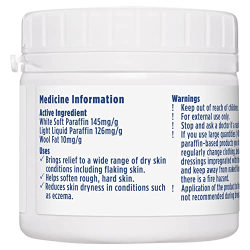 E45 Dermatological Cream 125G tub back label details ingredients for sensitive skin.