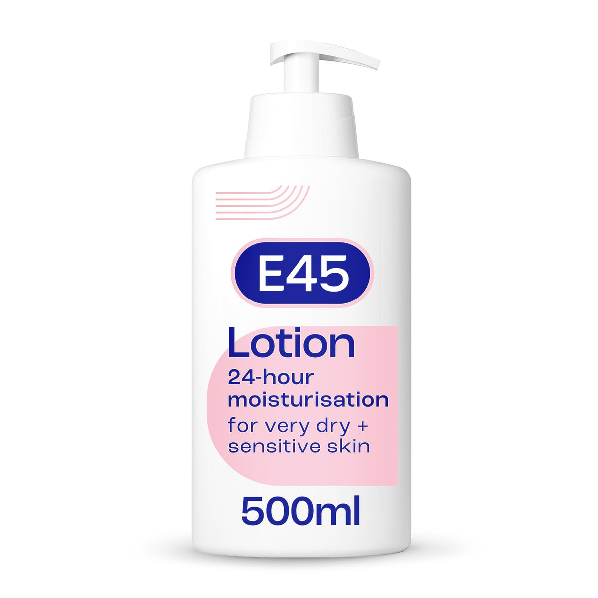 E45 Dermatological Moisturising Lotion bottle highlighting long-lasting hydration.