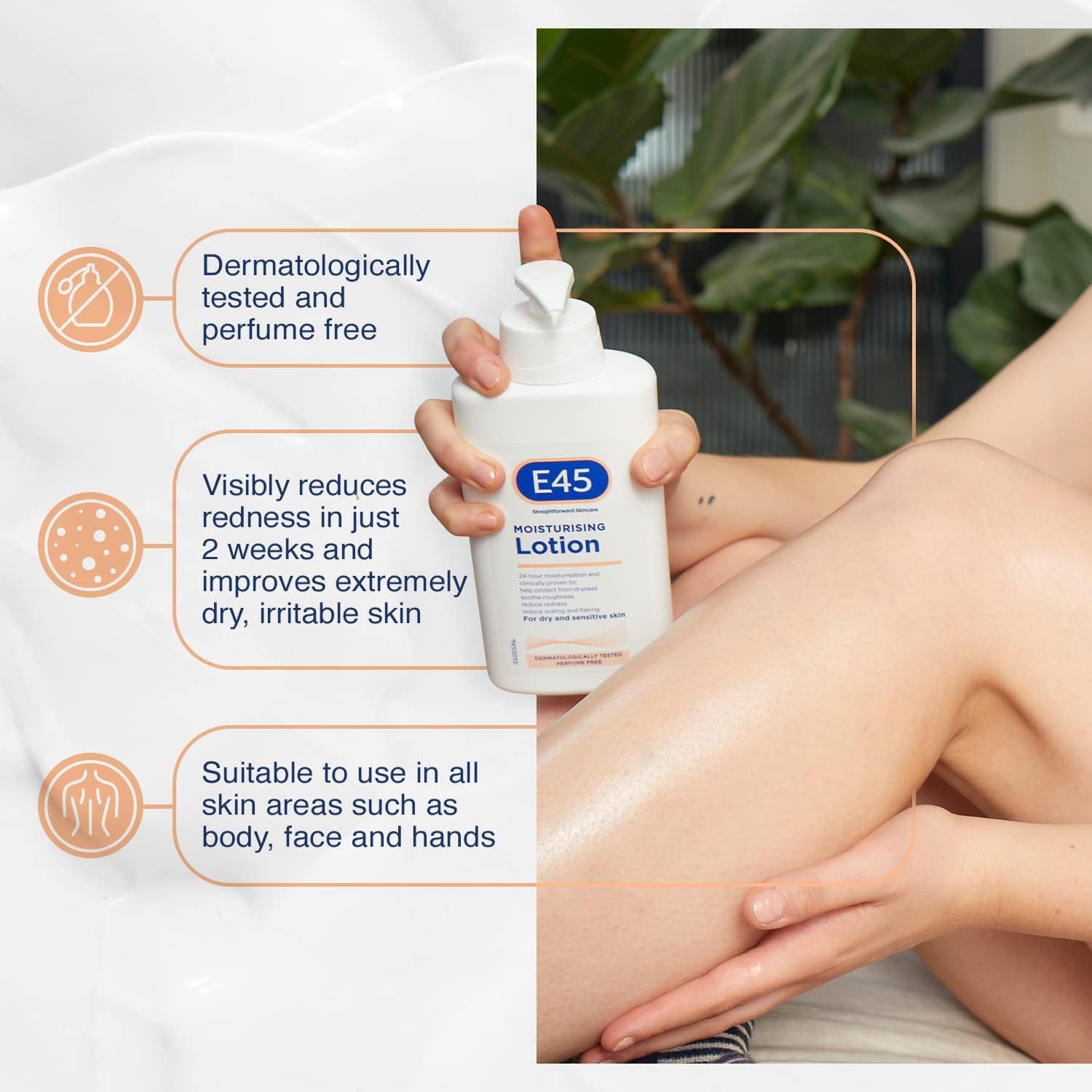 Fragrance-free formula supports sensitive skin comfort.