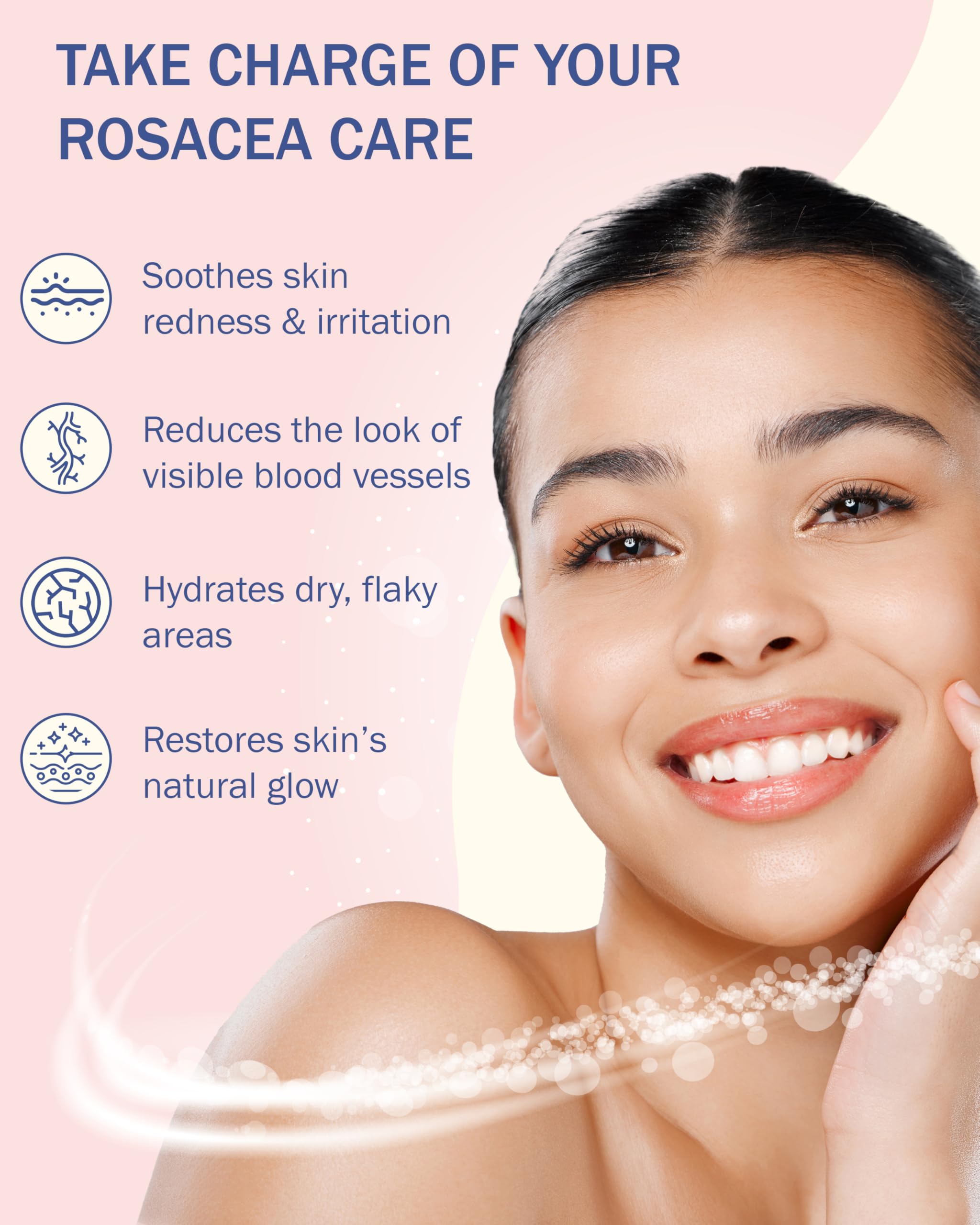 e70 rosacea cream being applied for soothing all-day comfort