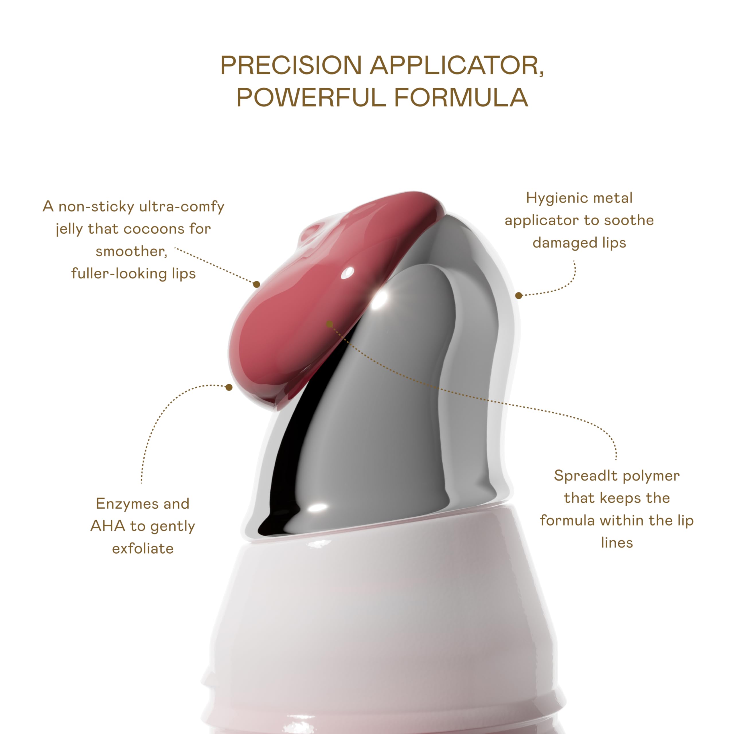 EADEM Le Chouchou Bisous Bissap Glaze gloss on lips emphasizes shine with smoothing formula.
