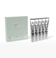 EADEM Le Chouchou Bisous Set full shade collection demonstrates versatile lip looks with five shades.