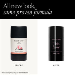 Each & Every aluminum-free deodorant close-up emphasizes clean, fragrance-rich rose-vanilla formula.