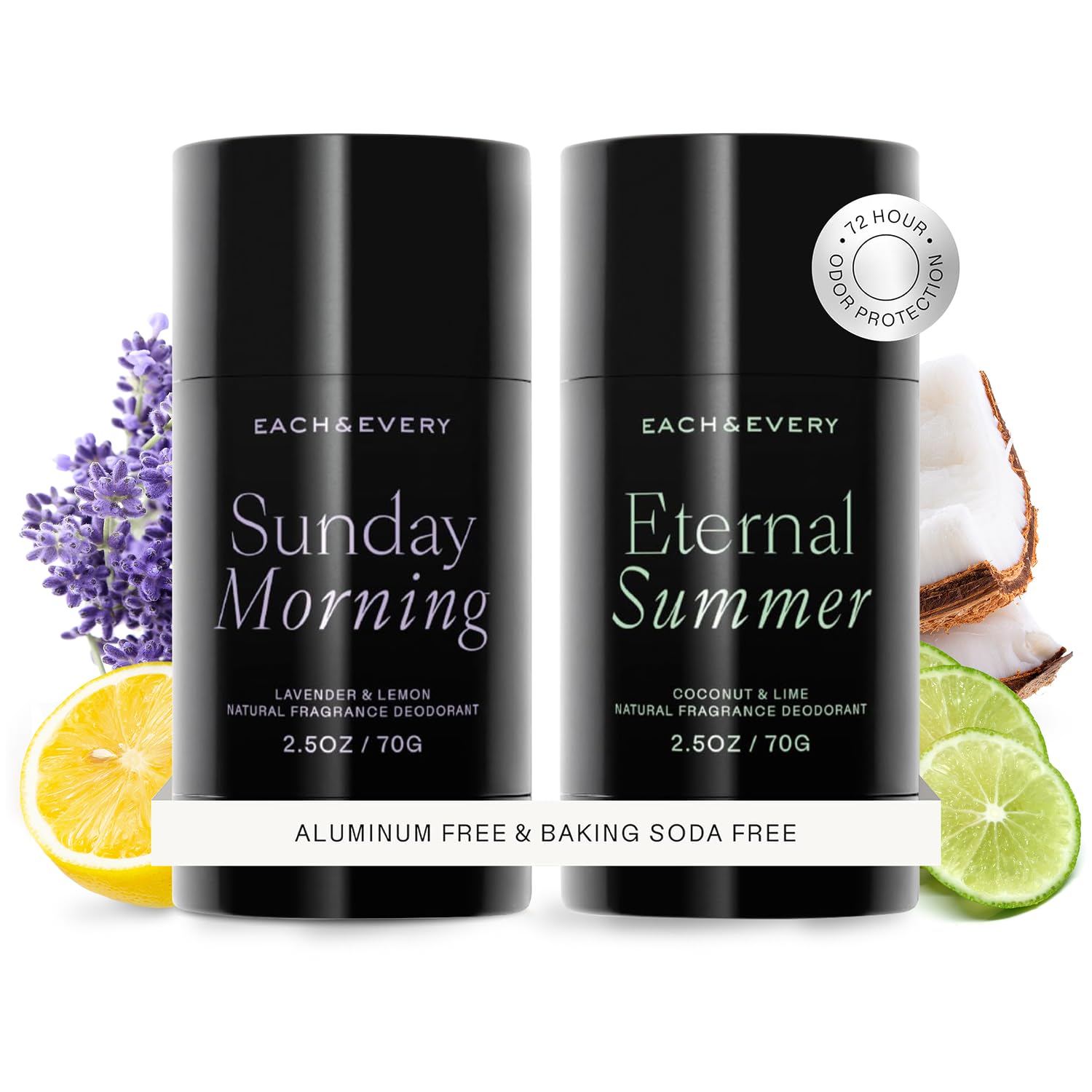 Each & Every lavender lemon deodorant application delivers all-day freshness and gentle protection.