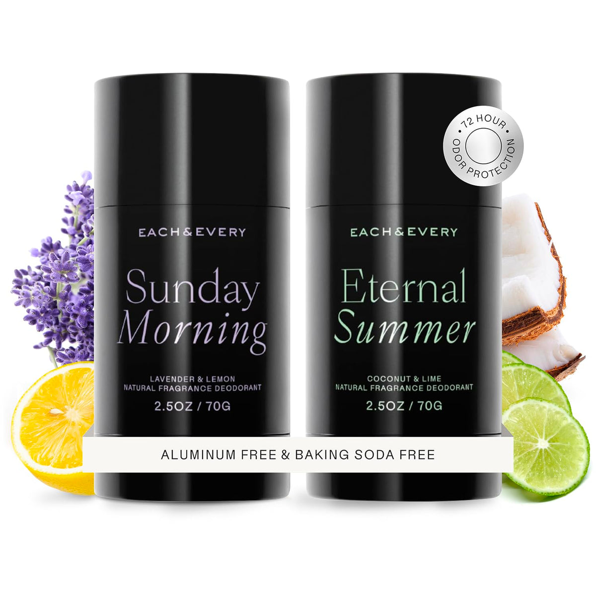 Each & Every lavender lemon deodorant application delivers all-day freshness and gentle protection.
