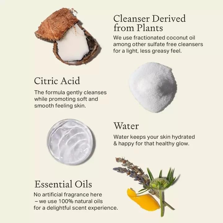 Natural essential oil drops hint at the citrus-vetiver aroma in Each & Every.