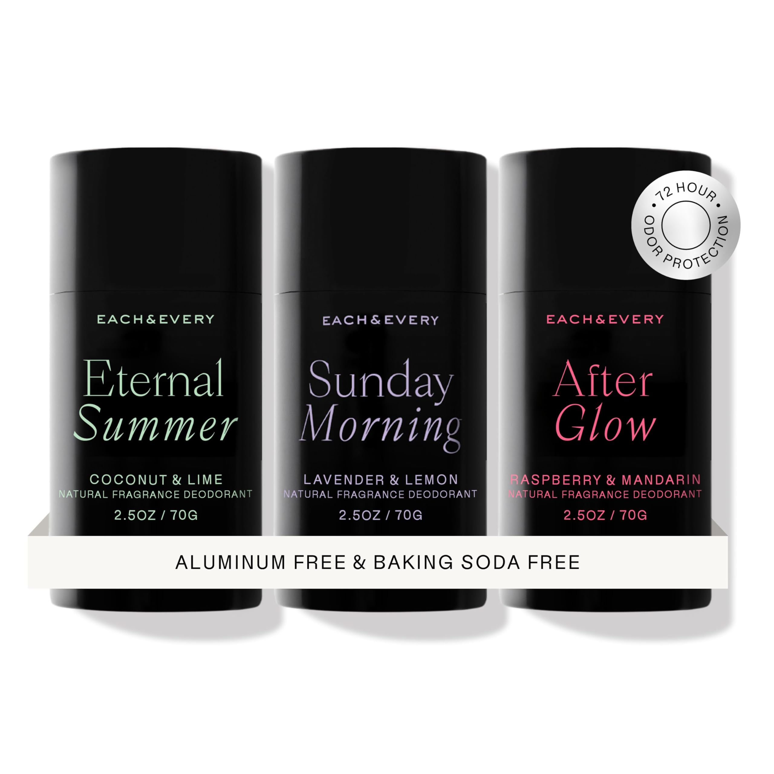 Each &amp; Every Raspberry Mandarin pack shows natural 24h odor control for daily wear.