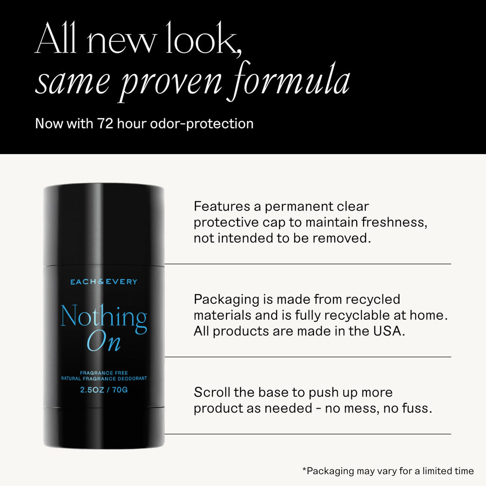 Each & Every recyclable packaging highlights eco-friendly deodorant packaging