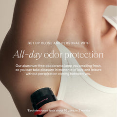 Close-up of the deodorant stick showing a smooth glide for sensitive skin.
